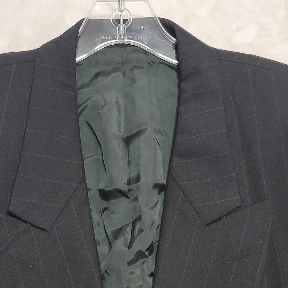 Yves Saint Laurent Blazer Mens 46 Pinstripe Wool Double Breasted Made Portugal